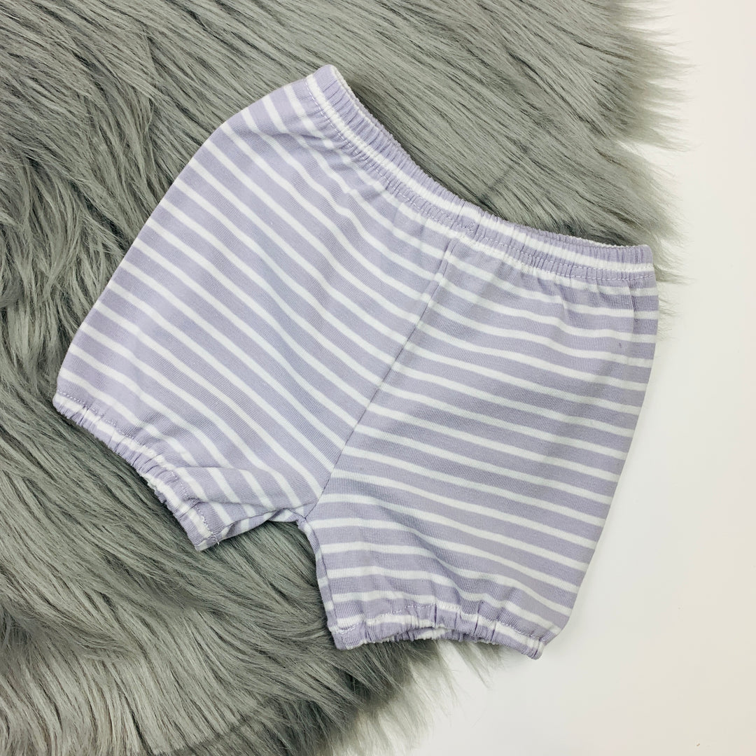 Pearl Grey & White Stripe Shorts