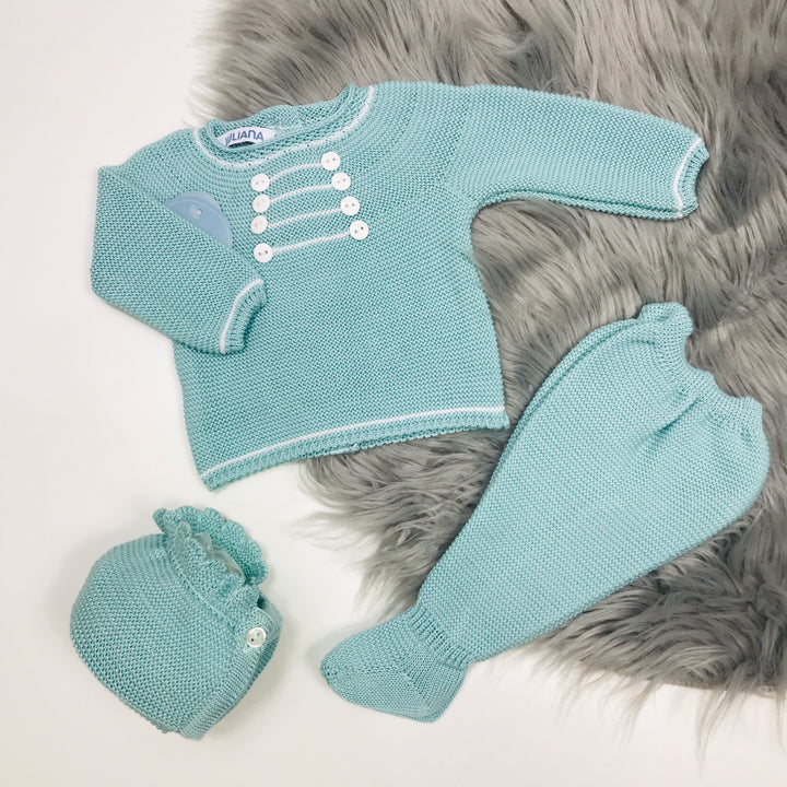 Water Green Three Piece Spanish Knitted Set