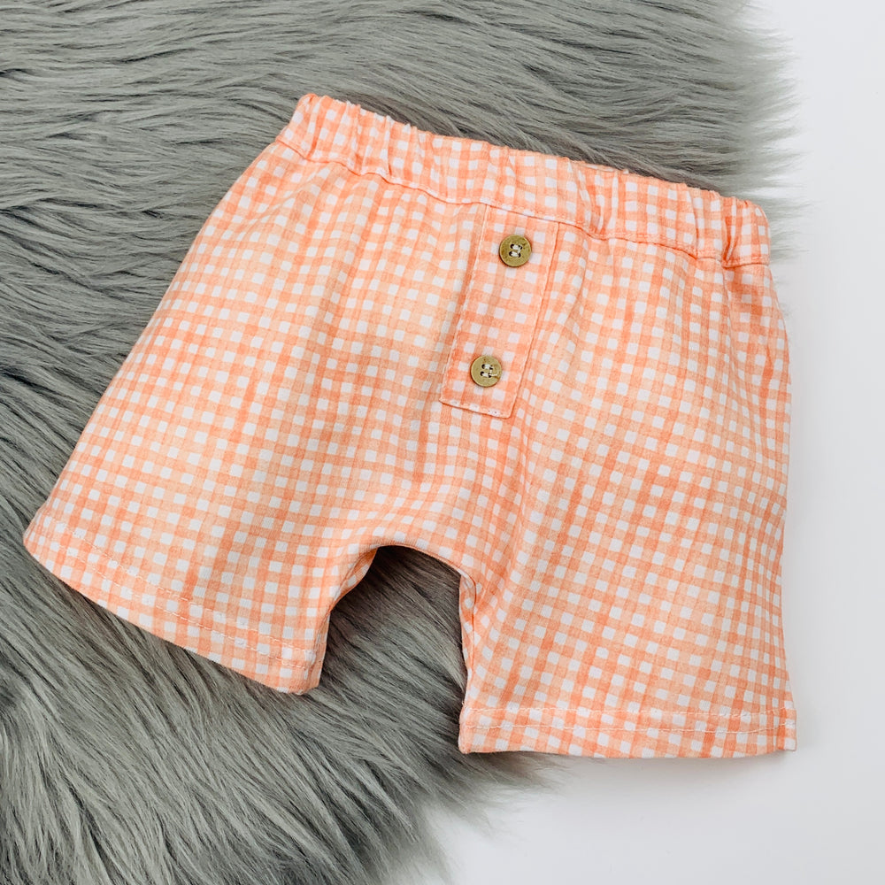 Orange & White Gingham Shorts