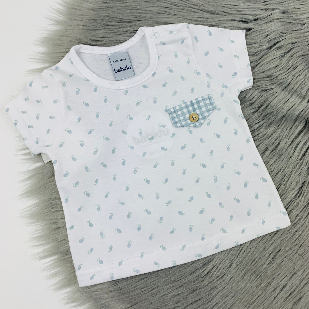 Bluish Grey & White T Shirt