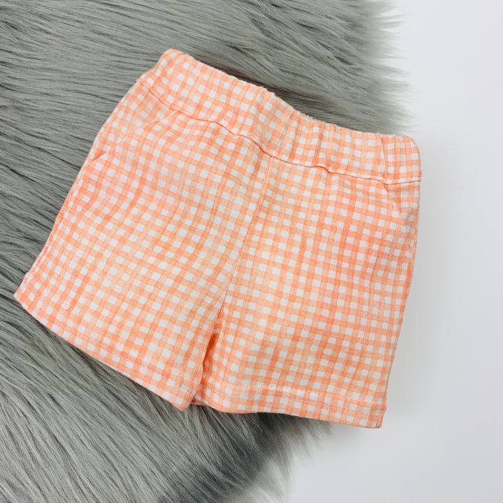 Orange & White Gingham Shorts