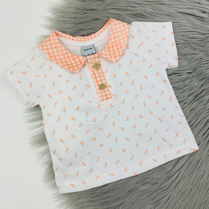 Orange & White Gingham Polo Shirt