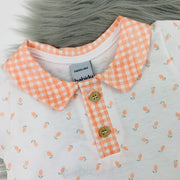 Orange & White Gingham Polo Shirt Close