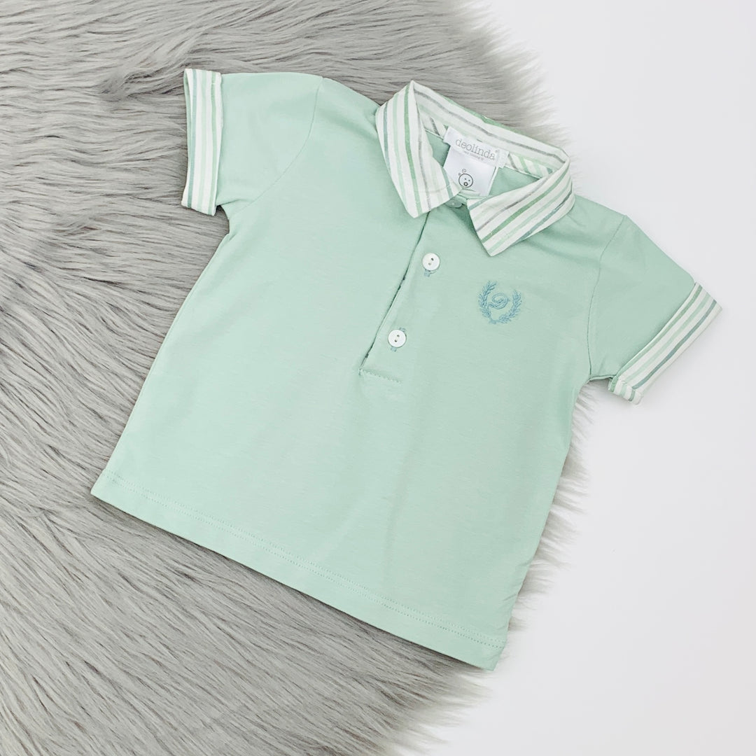 Olive & White Stripe Polo