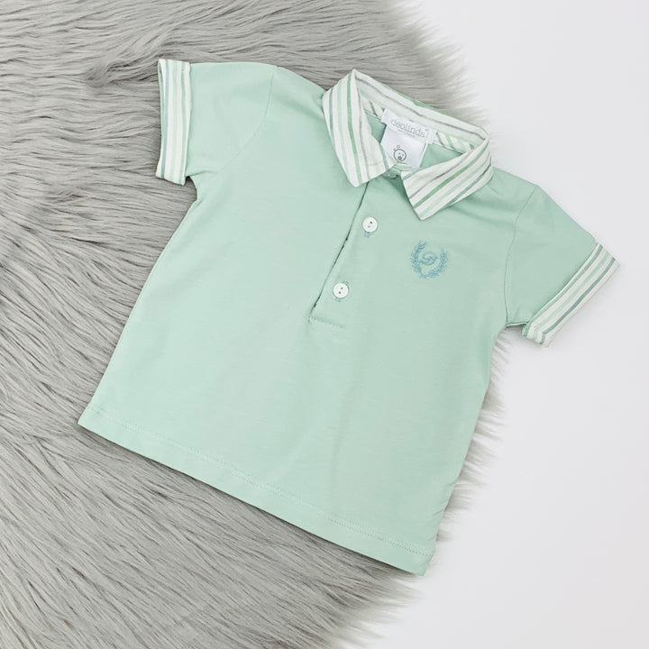 Olive & White Stripe Polo