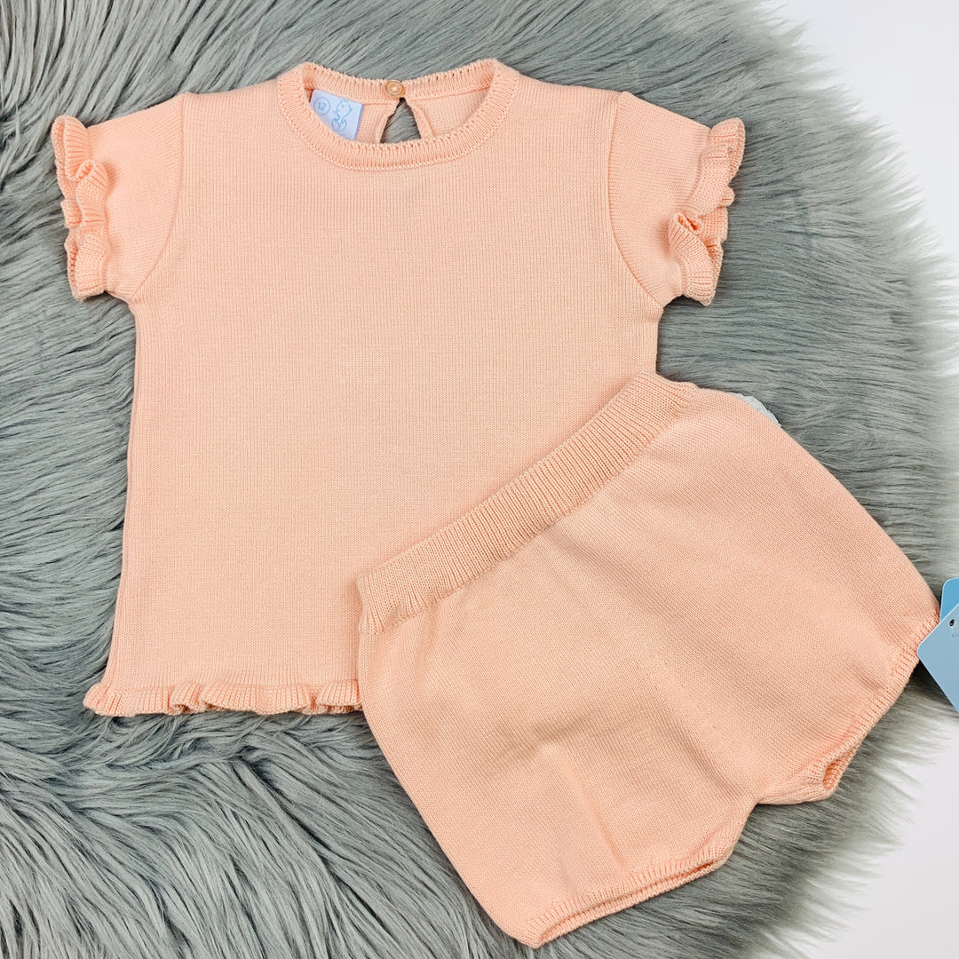Peach Knitted Short Set