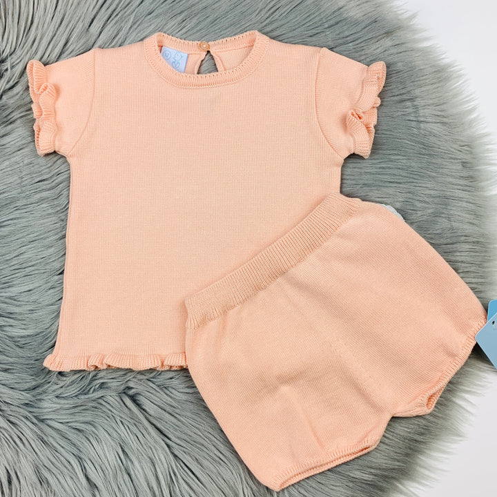 Peach Knitted Short Set