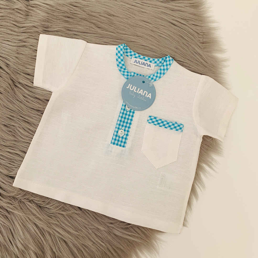 Turquoise & White Gingham Shirt