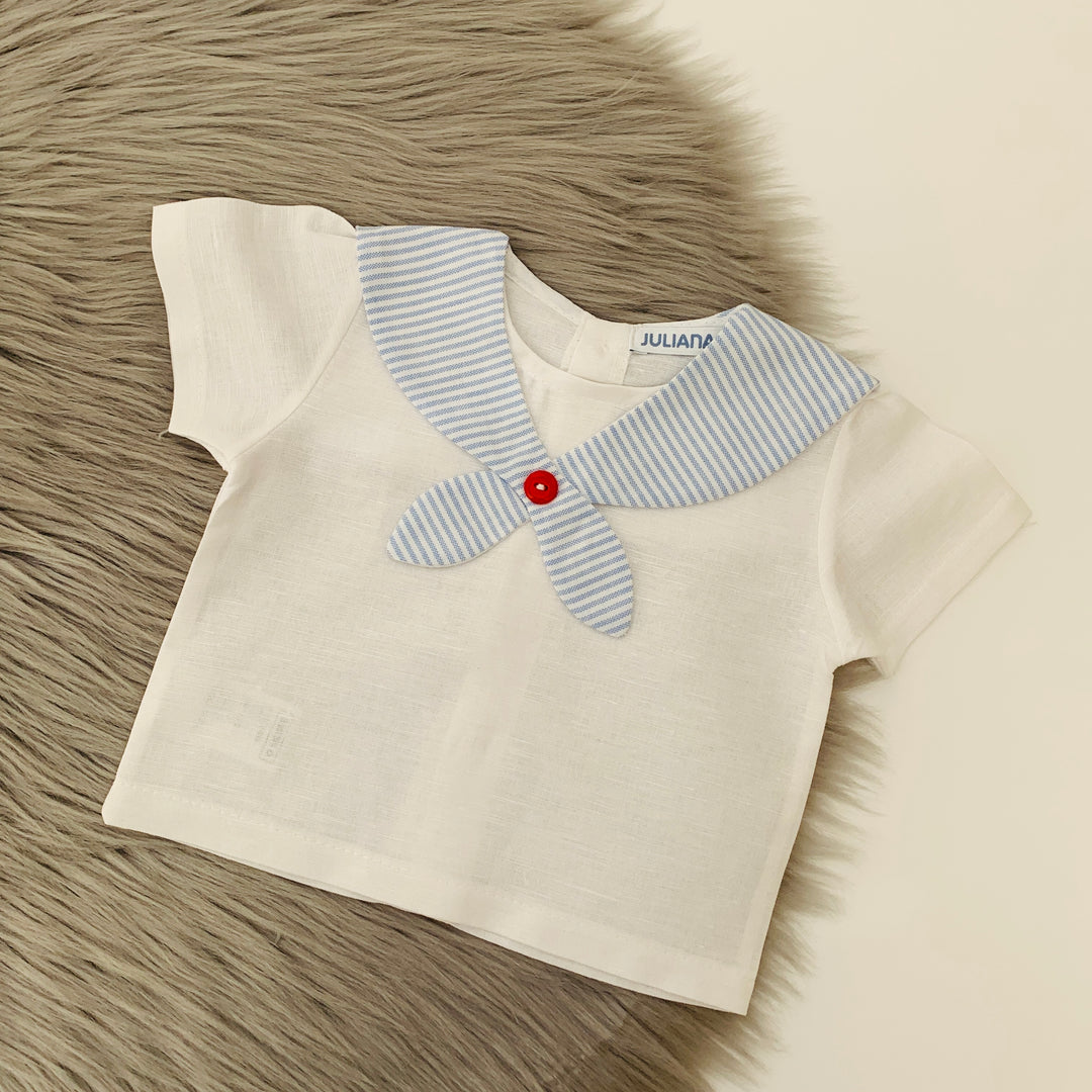 White & Blue Sailor Top