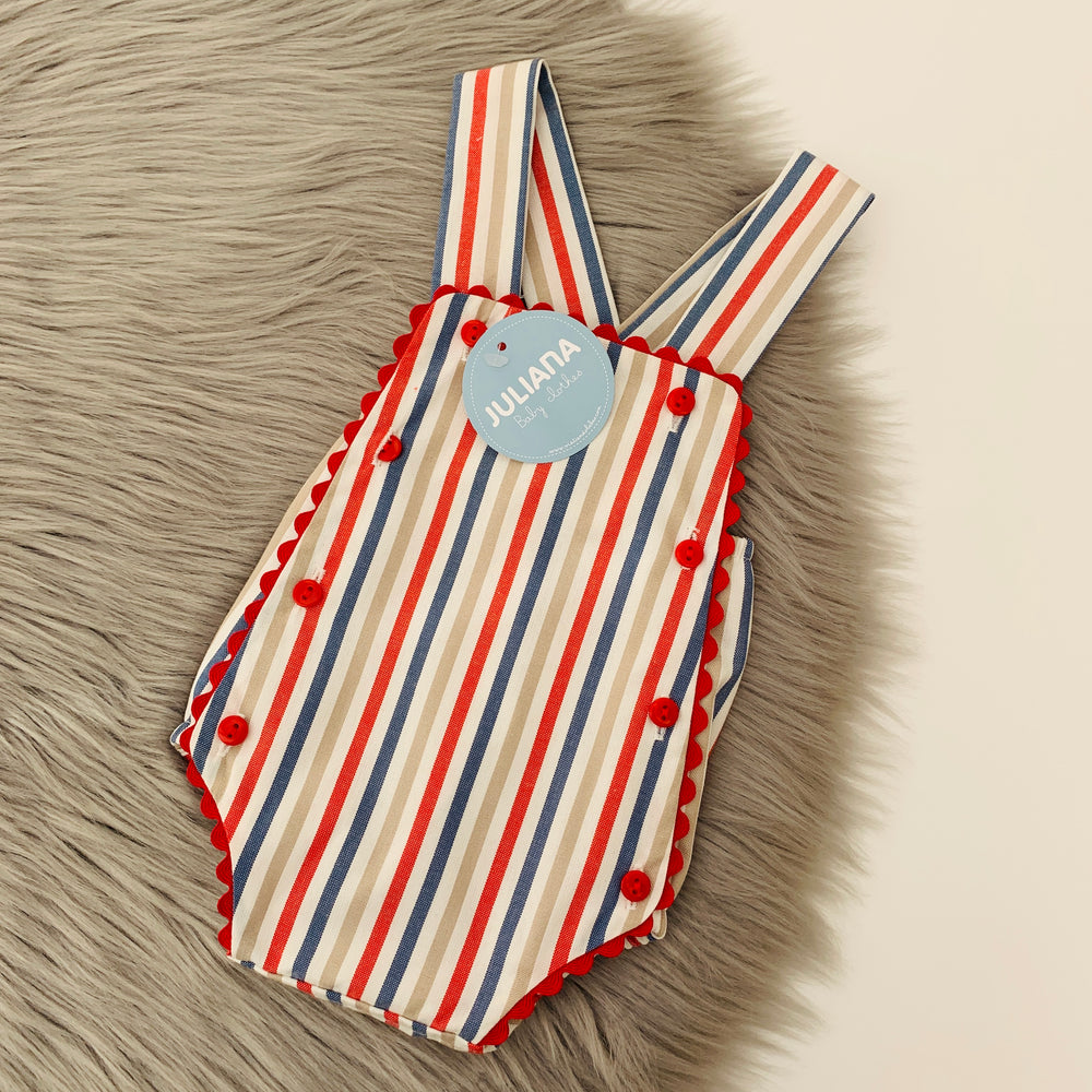 Striped Pattern Dungaree Romper