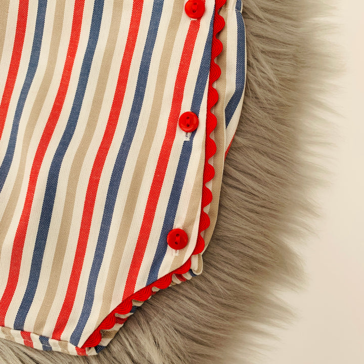 Striped Pattern Dungaree Romper Close