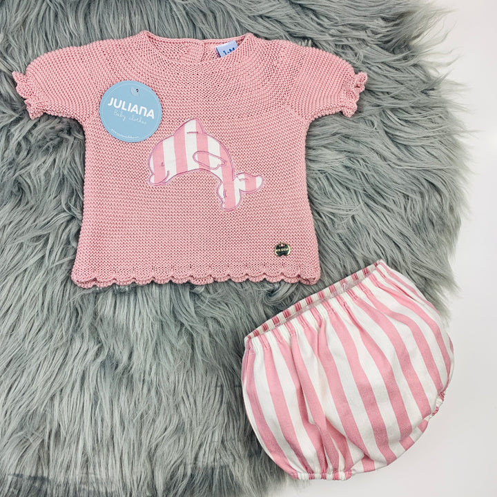 Dusky Pink Knitted Jam Pants Set