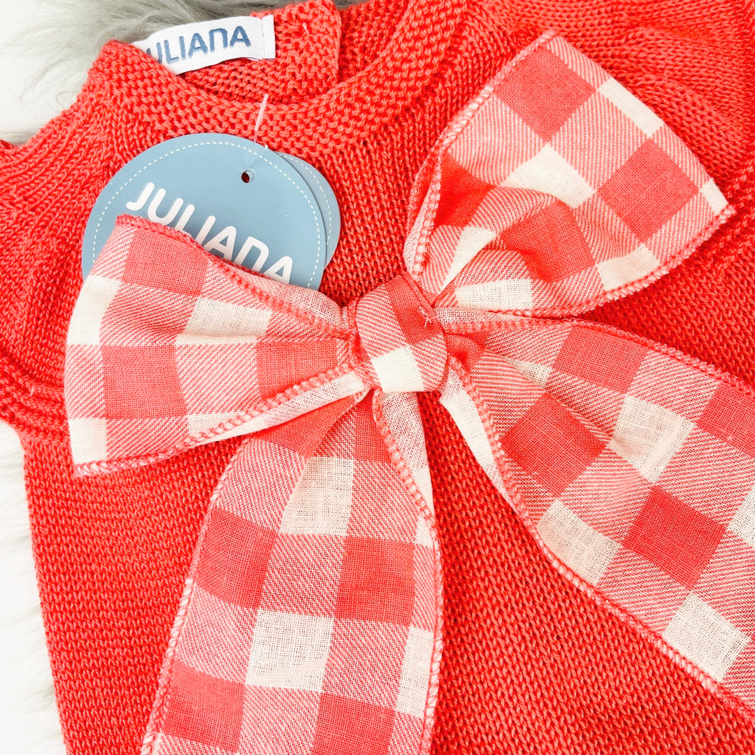 Coral & Cream Gingham Top Close