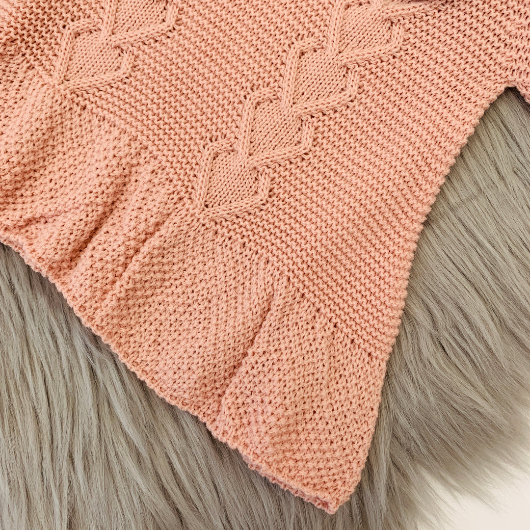 Blush Pink Knitted Heart Design Dress Hem