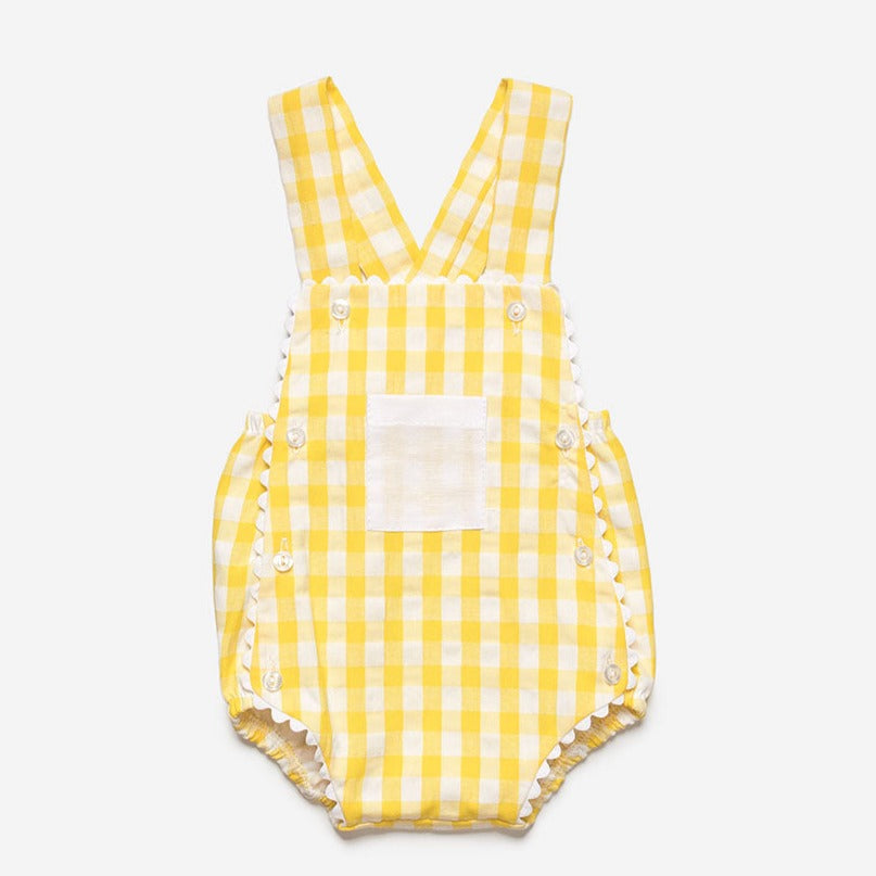 Yellow Gingham Dungaree Romper