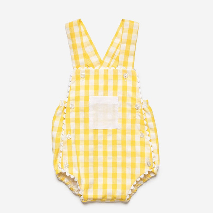 Yellow Gingham Dungaree Romper