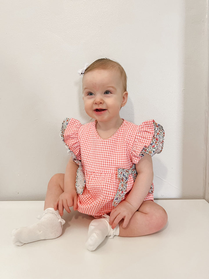Nectarine & White Cotton Romper