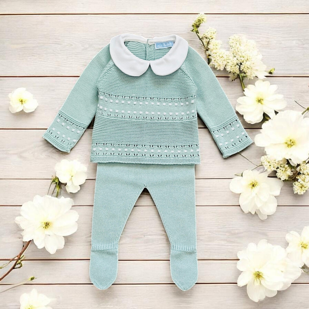 Mac Ilusion Sea Green & White Knitted Set