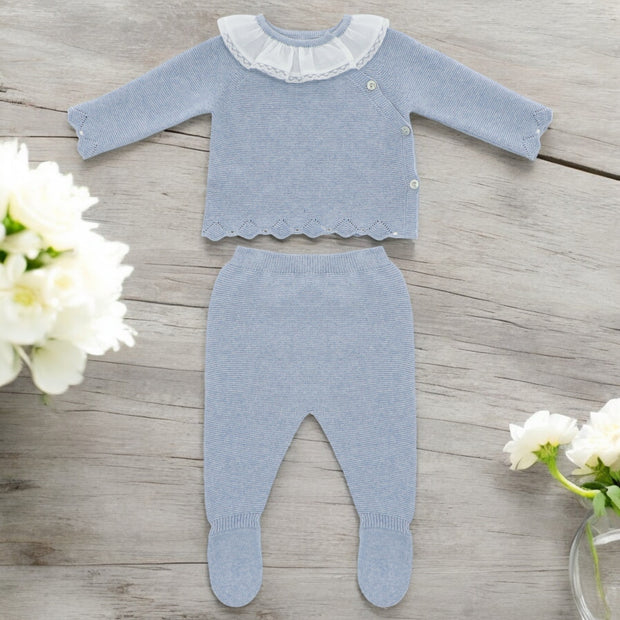 Martin Aranda Powder Blue Ruffle Knitted Set