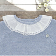Martin Aranda Powder Blue Ruffle Knitted Set Close