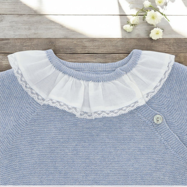 Martin Aranda Powder Blue Ruffle Knitted Set Close