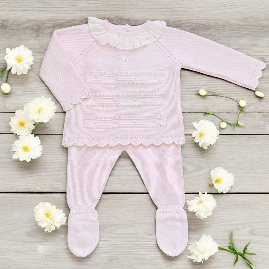 Martin Aranda Pink & White Ruffle Knitted Set