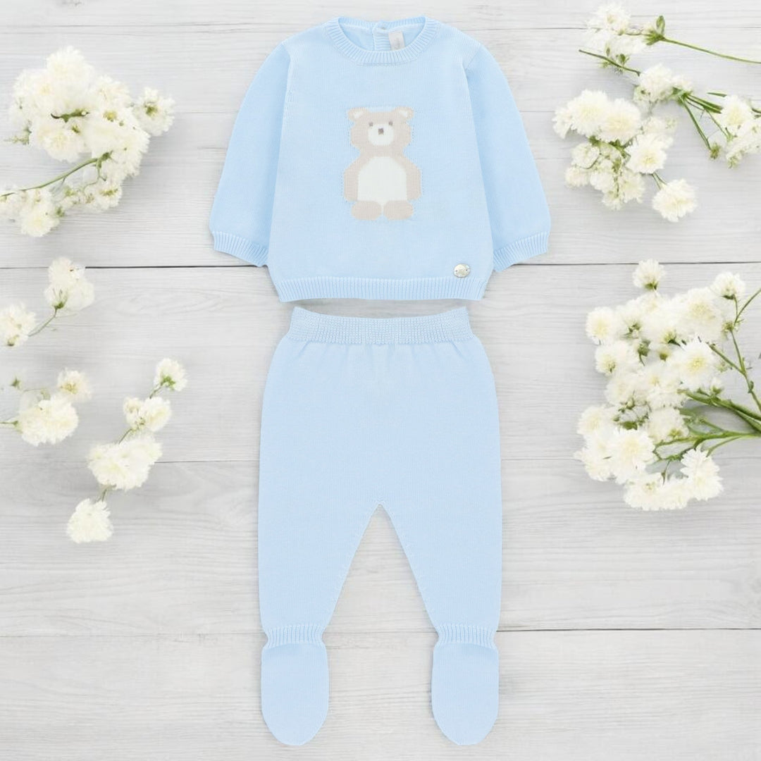 Martin Aranda Baby Blue Bear Knitted Set
