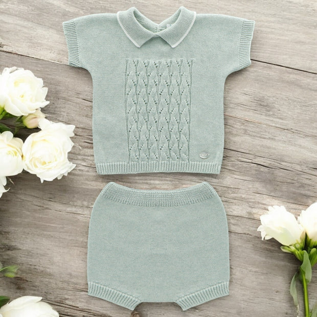 Martin Aranda Powder Green Knitted Top & Short Set