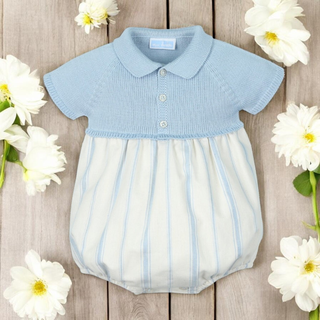 Mac ilusion Blue & Cream Half Knit Stripe Romper