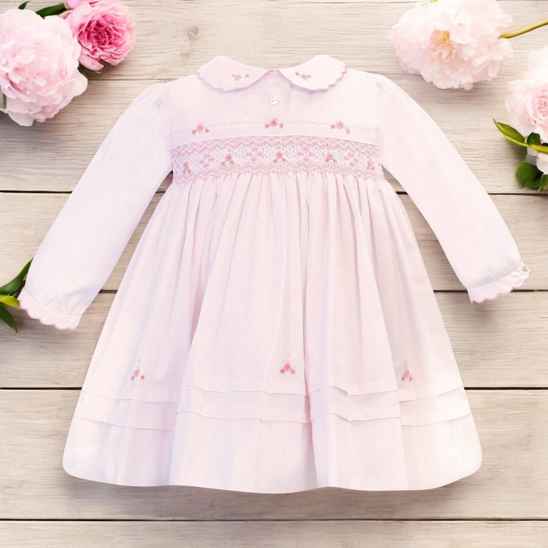 Sarah Louise Pink & White Smocked Dress