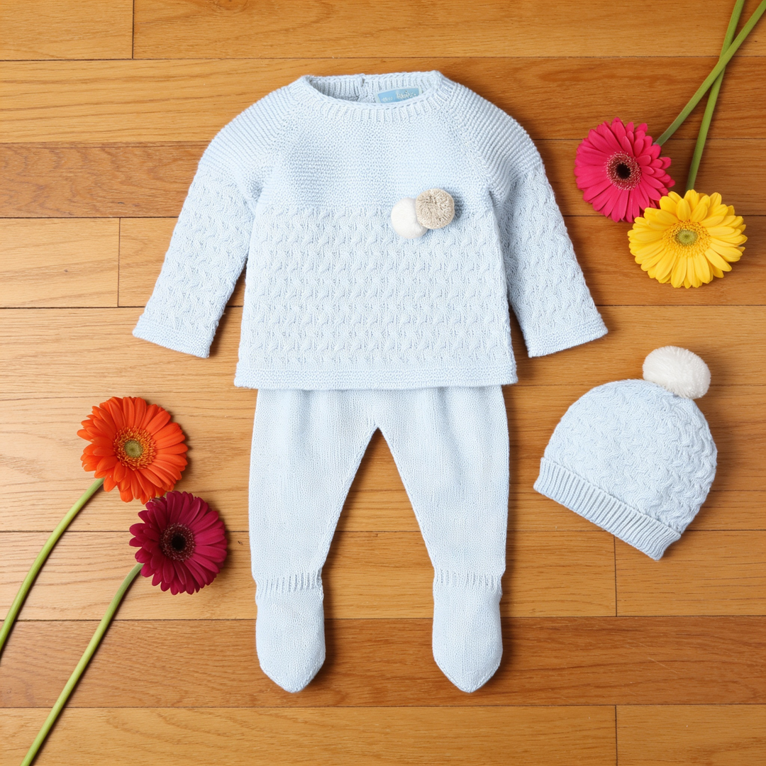 Mac Ilusion Sky Blue Three Piece Knitted Legging Set