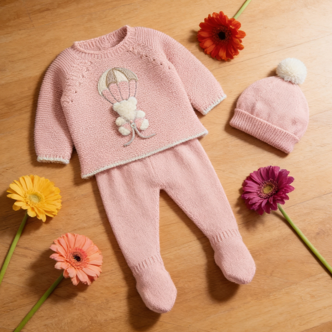 Mac Ilusion Pink Knitted Teddy Bear & Balloon Legging Set