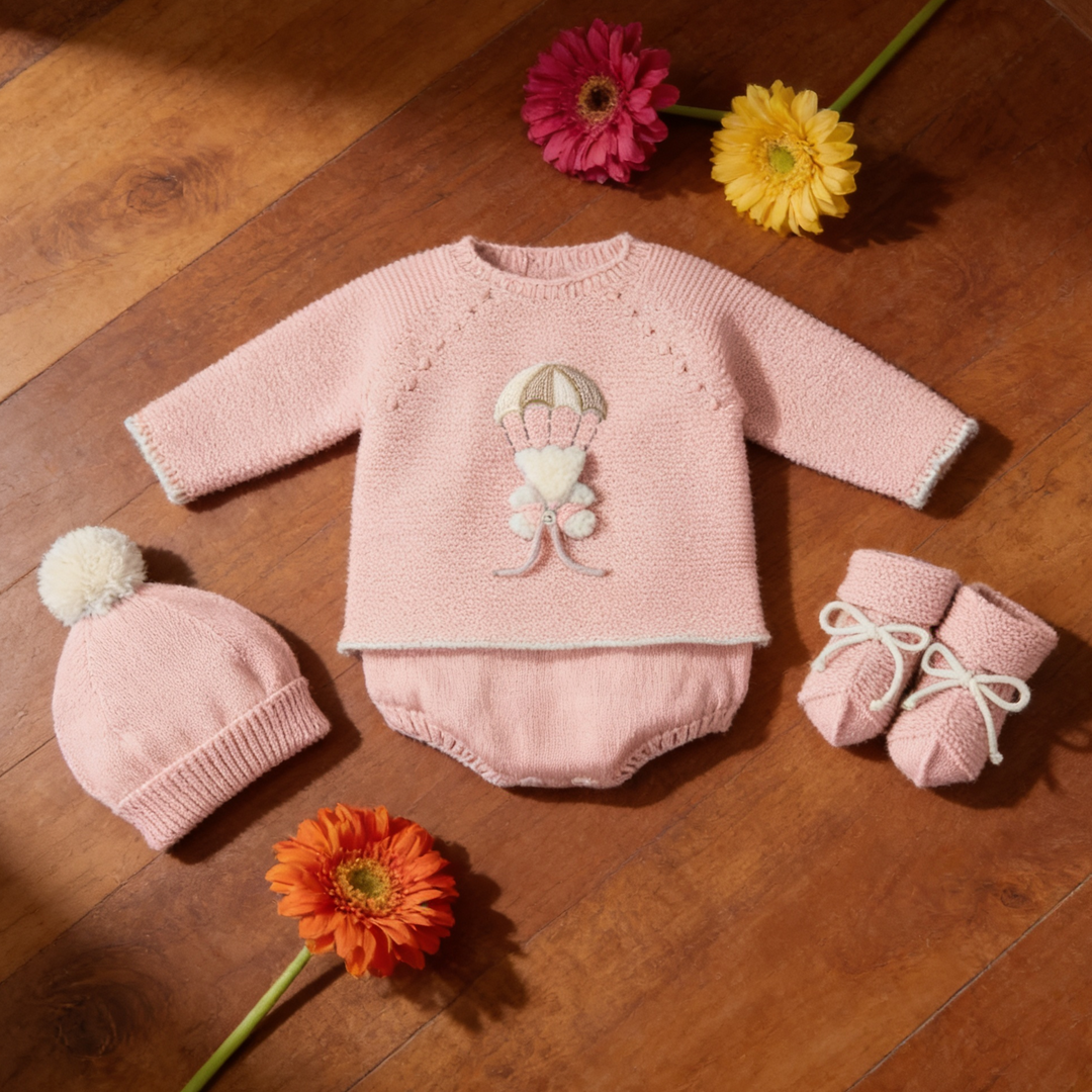 Mac Ilusion Pink Knitted Teddy Bear & Balloon Jam Pant Set
