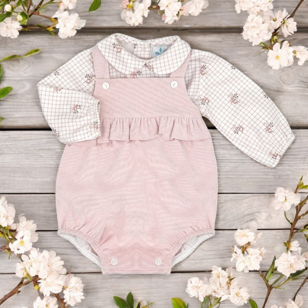 Sardon Pink Check Shirt & Romper Set