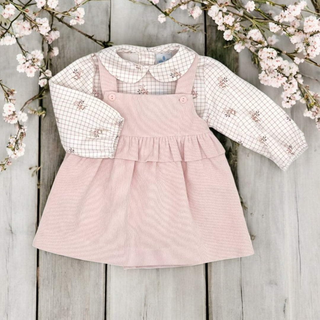 Sardon Pink Check Shirt & Pinafore Dress