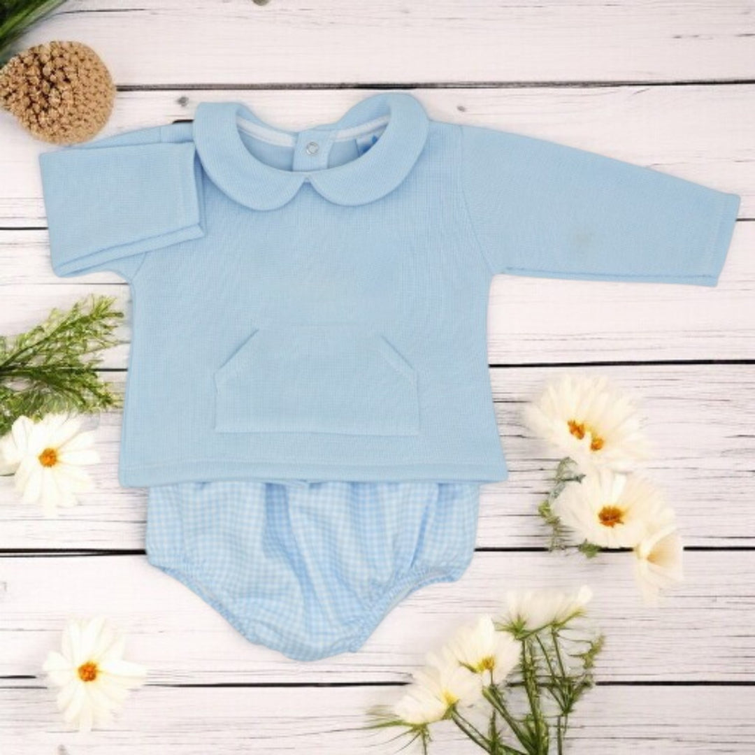 Sardon Blue Top & Gingham Jam Pants.