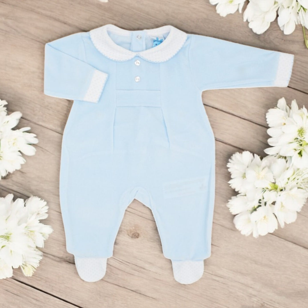 Sardon Blue Velour Sleepsuit