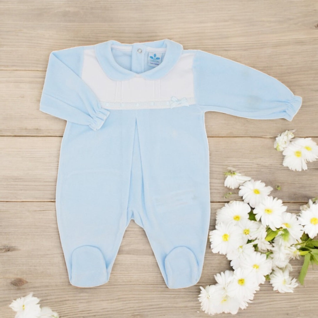 Sardon Boys Blue Velour Sleepsuit