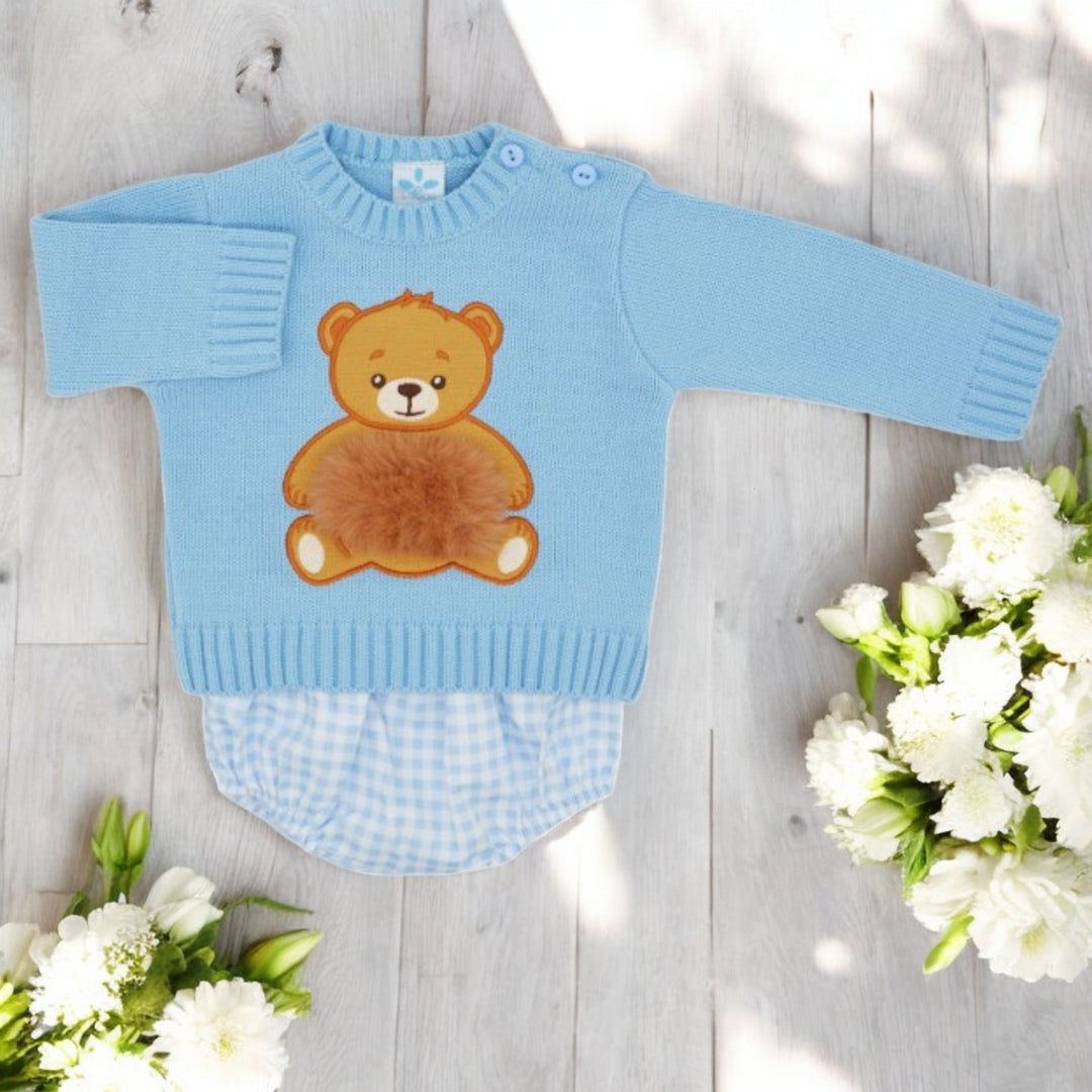 Sardon Blue Knitted Bear & Gingham Jam Pants