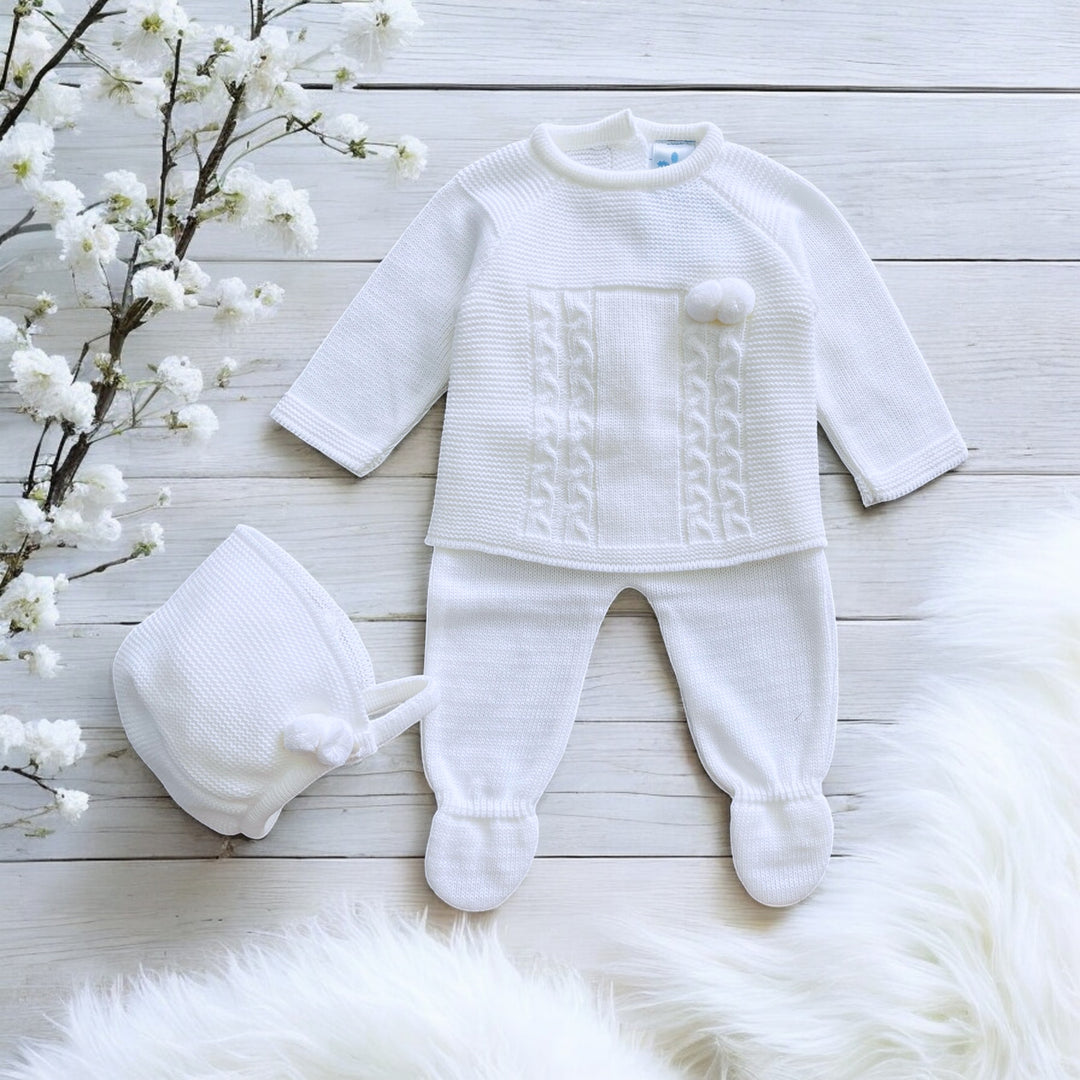 Sardon White Three Piece Knitted Set 