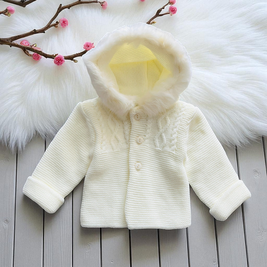 Sardon Cream Knitted Hooded Coat