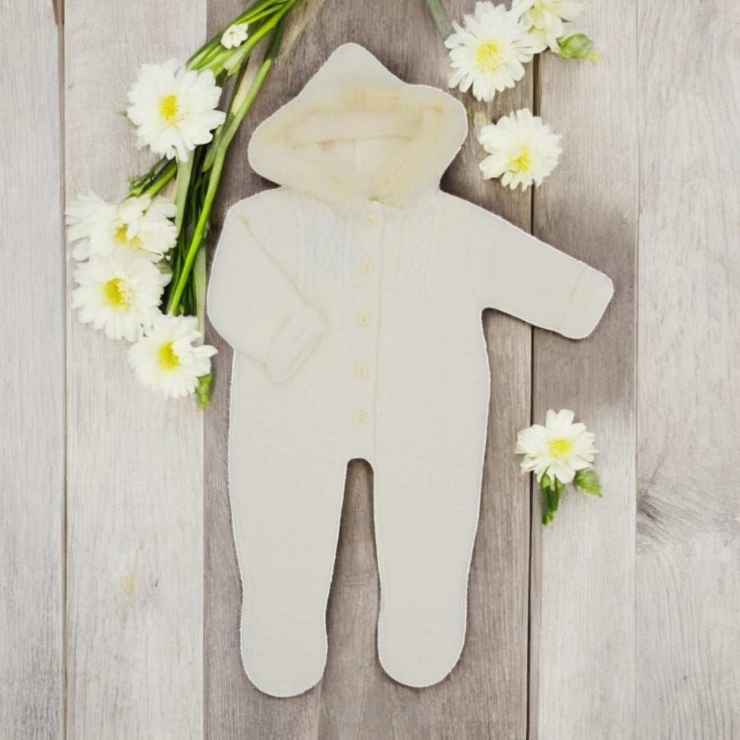 Sardon Cream Knitted Hooded Pramsuit
