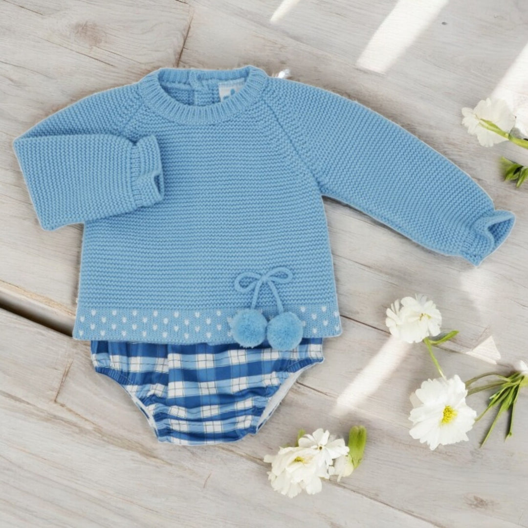 Sardon Blue Knitted Top & Gingham Jam Pants