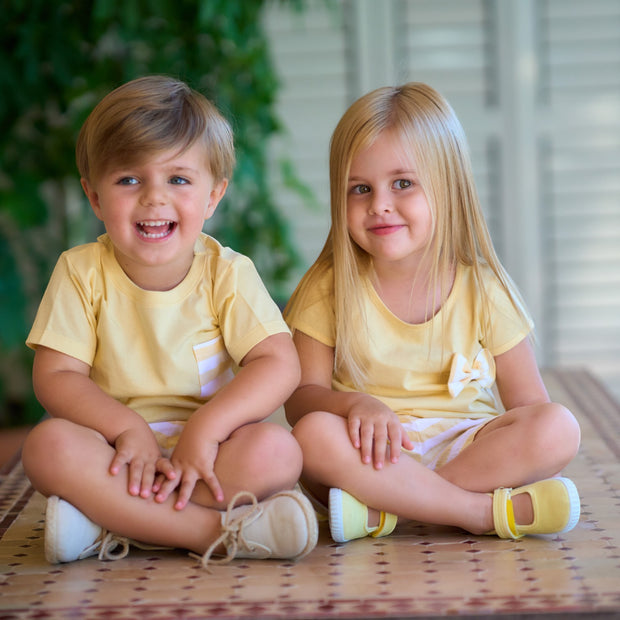 Yellow T Shirt & Candy Stripe Bloomers