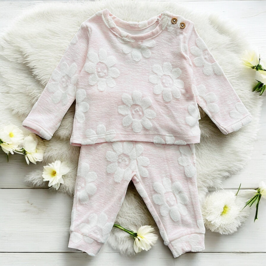 Huggies Baby Pink Flower Top & Bottoms