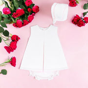 Pale Pink Pique Dress & Bloomers Set