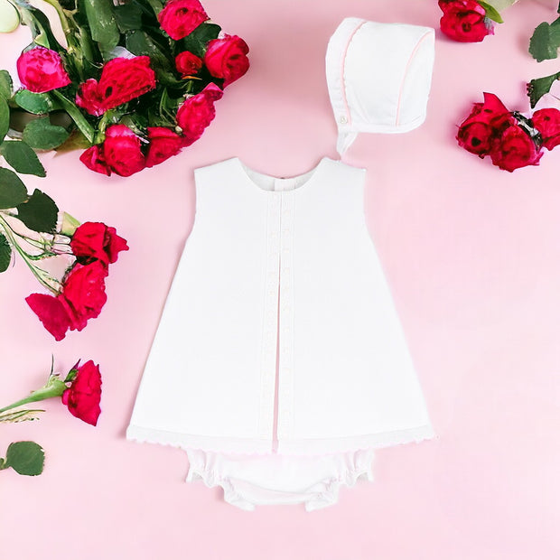 Pale Pink Pique Dress & Bloomers Set