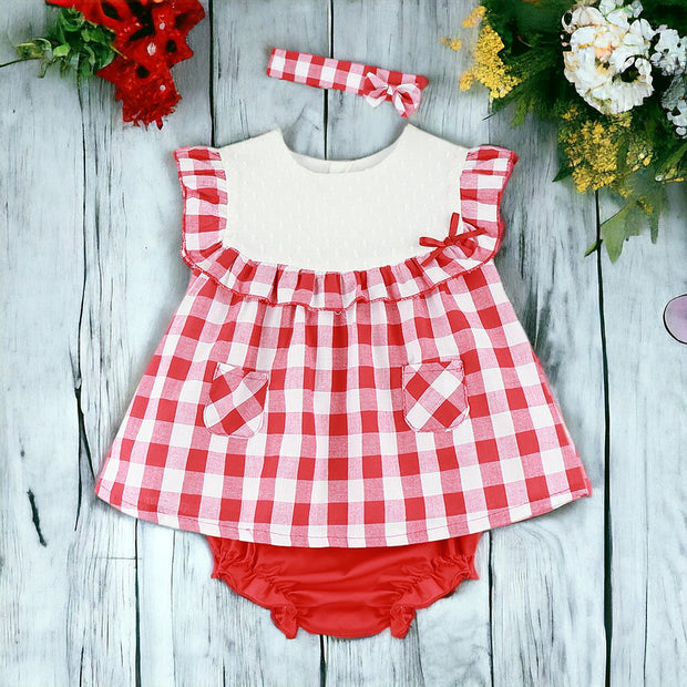 Red & White Gingham Dress & Bloomers