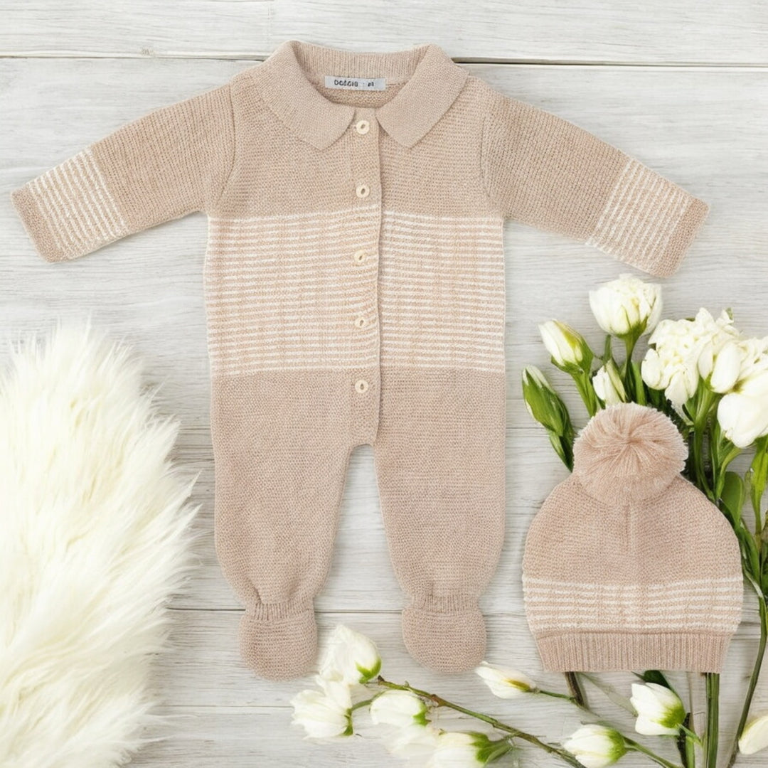 Babidu Sand & White Knitted All In One