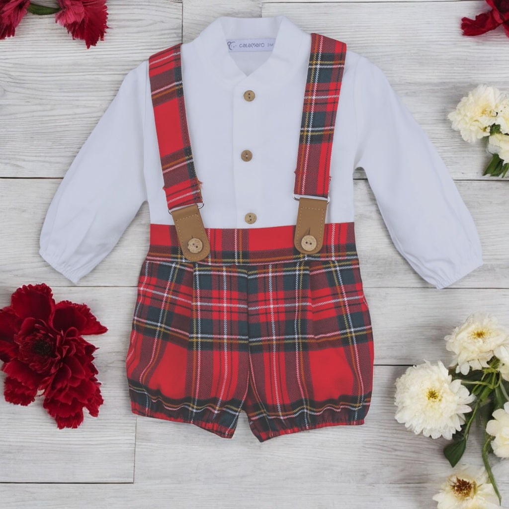 Calamaro White Shirt Red Navy Shorts Bows Baby Boutique